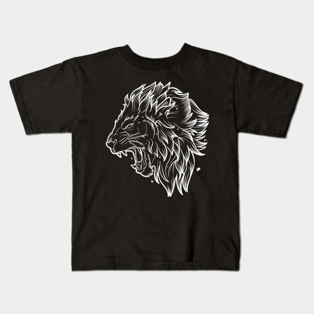 Fierce Lion Tattoo Kids T-Shirt by Scottconnick